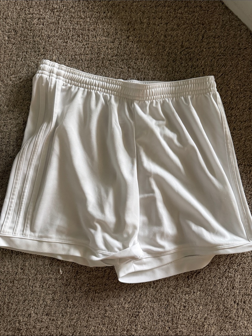 adidas White Women's climalite athletic soccer Shorts with Triple-Stripe Side